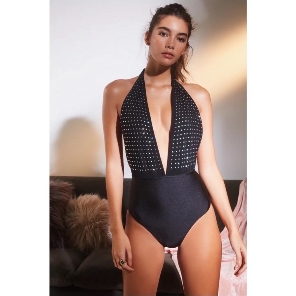 Urban Outfitters Black Studded Bodysuit